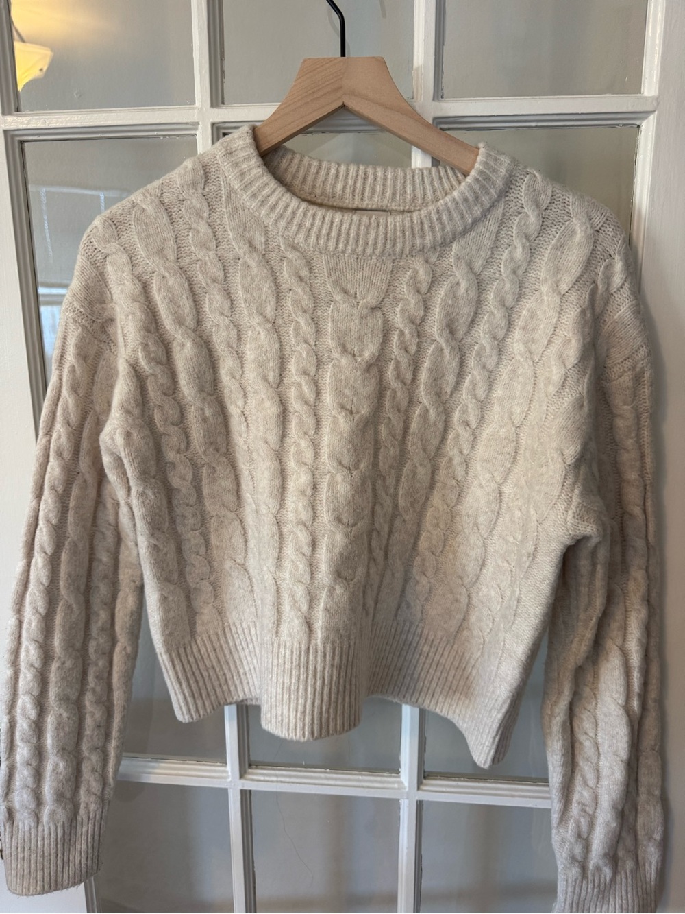 a new day Cream Off-White Cable-Knit Sweater Layering Academia Quiet Luxury